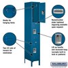 Salsbury Industries Wardrobe Locker, 12" W, 18" D, 78" H, (1) Wide, (3) Openings, Blue 63168BL-A